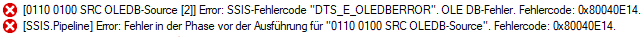Fehlerfall: Das Protokoll nennt den eindeutigen Namen der Data-Flow-Task, die den Fehler verursacht hat.